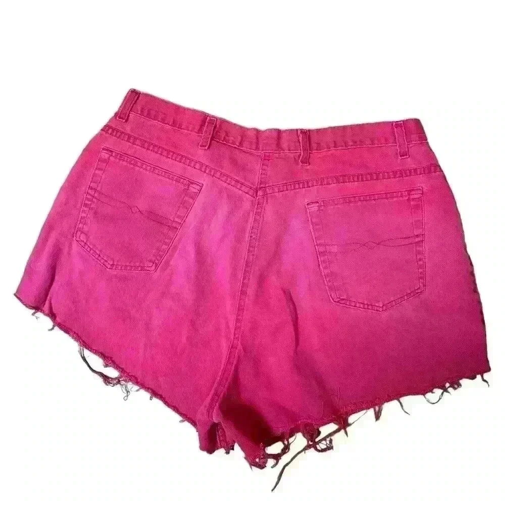 Vintage 90's Pink Faded Glory Raw Hem Cut Off Denim Shorts 24” Waist
